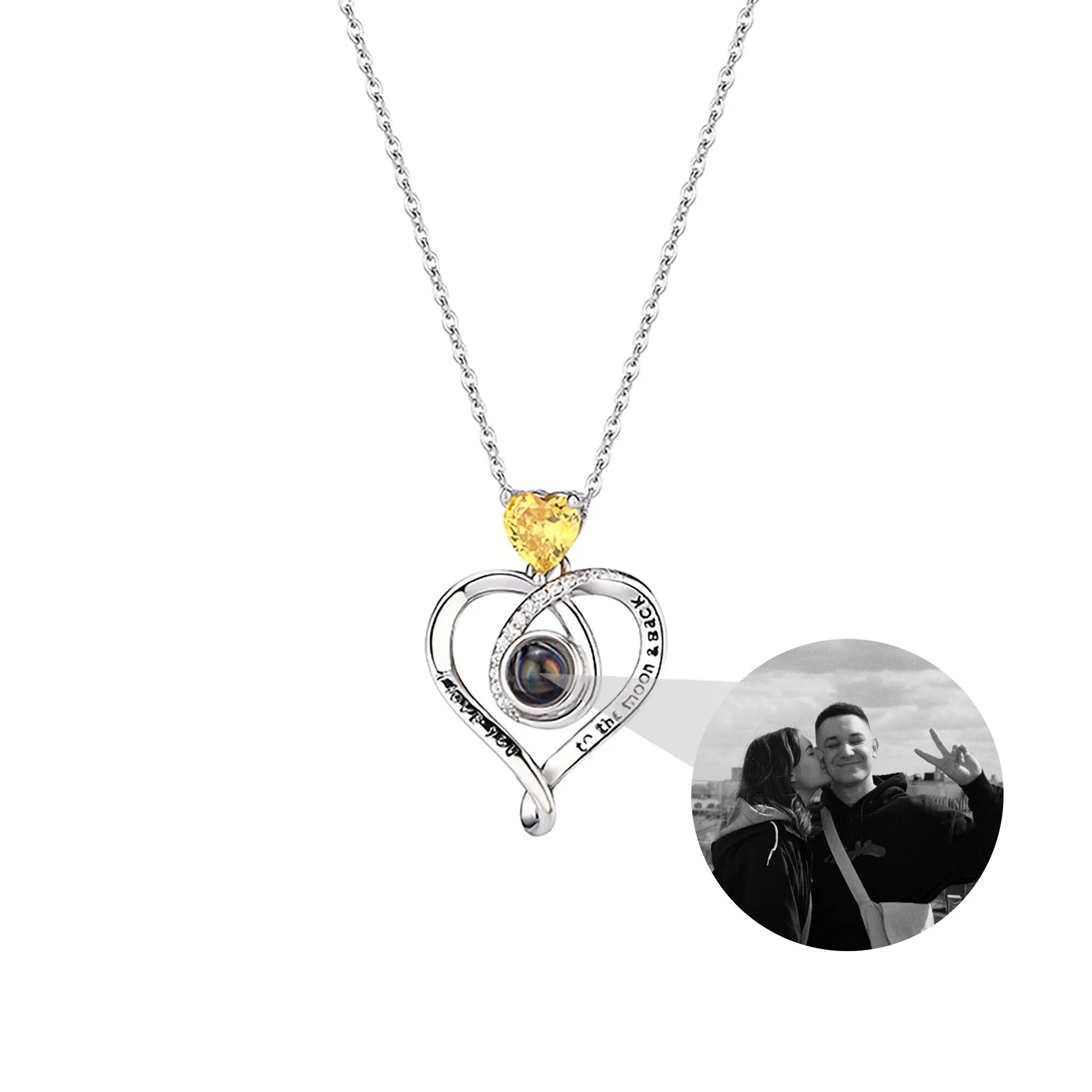 Love with customizable photosProjection Necklace Pendant Jewelry For Lover Girlfriend