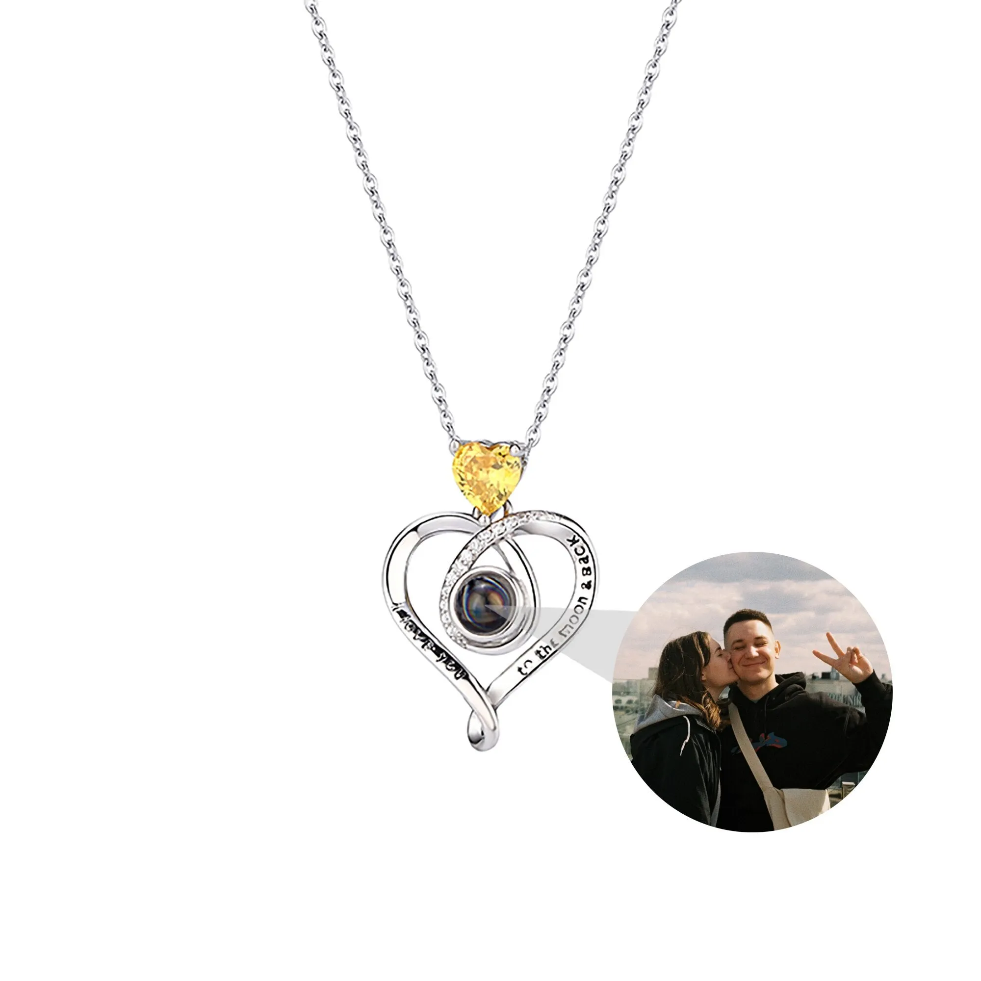 Love with customizable photosProjection Necklace Pendant Jewelry For Lover Girlfriend