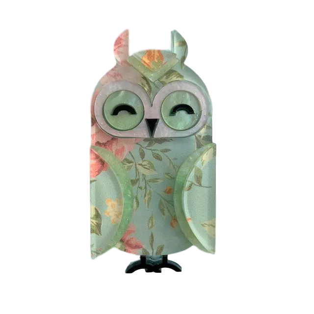 Minty the long eared owl - Brooch (slimline) - Set of 4