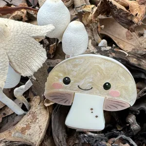 Mocha Button - Mini Brooch - Set of 2