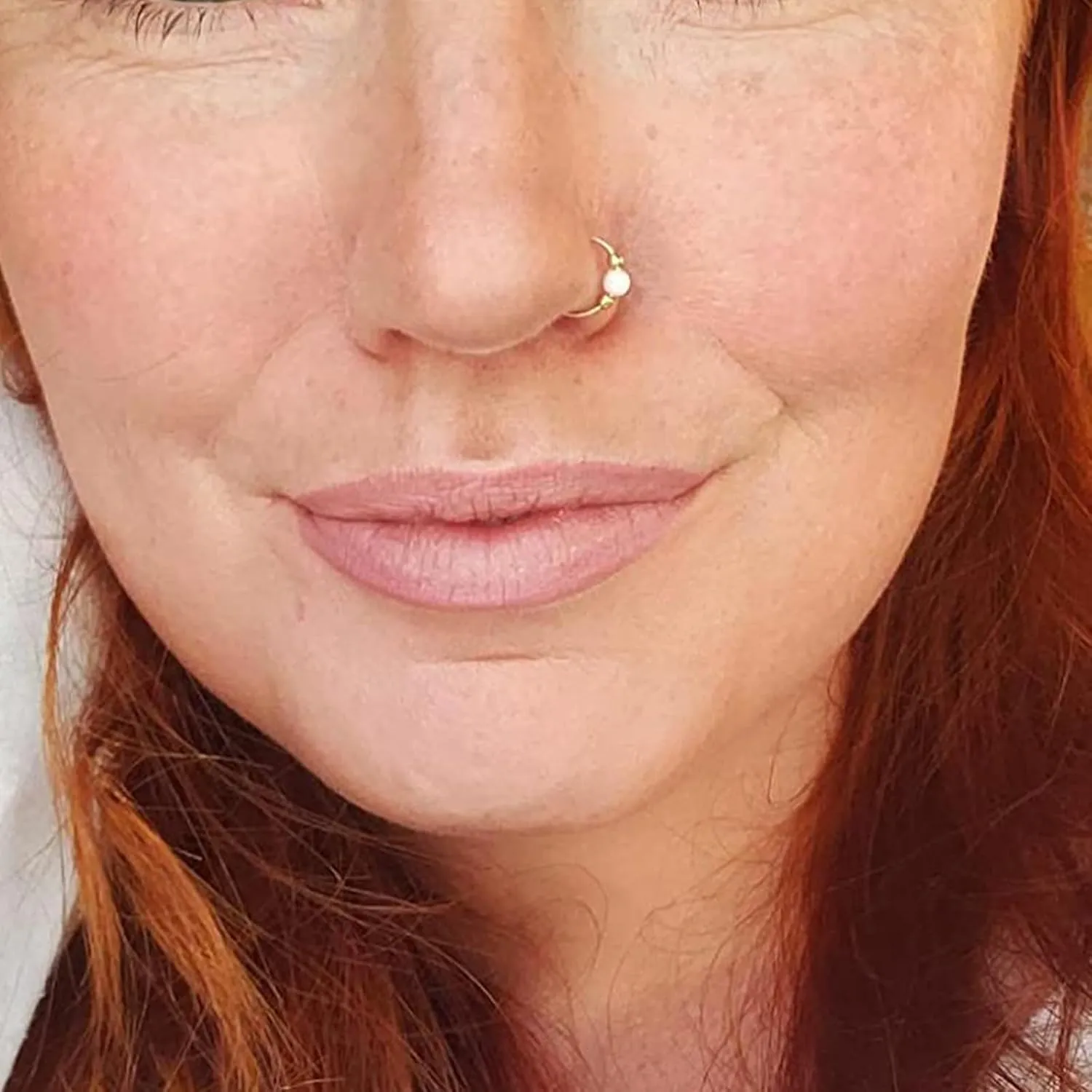 MODRSA 18g Nose Ring Opal Nose Ring Opal Nose Stud L Shaped Opal Nose Hoop Clicker Silver Gold Nose Rings for Women Cartilage Hoop Earring Cartilage Hoop Helix Hoop Earring White Daith Earring Hoop