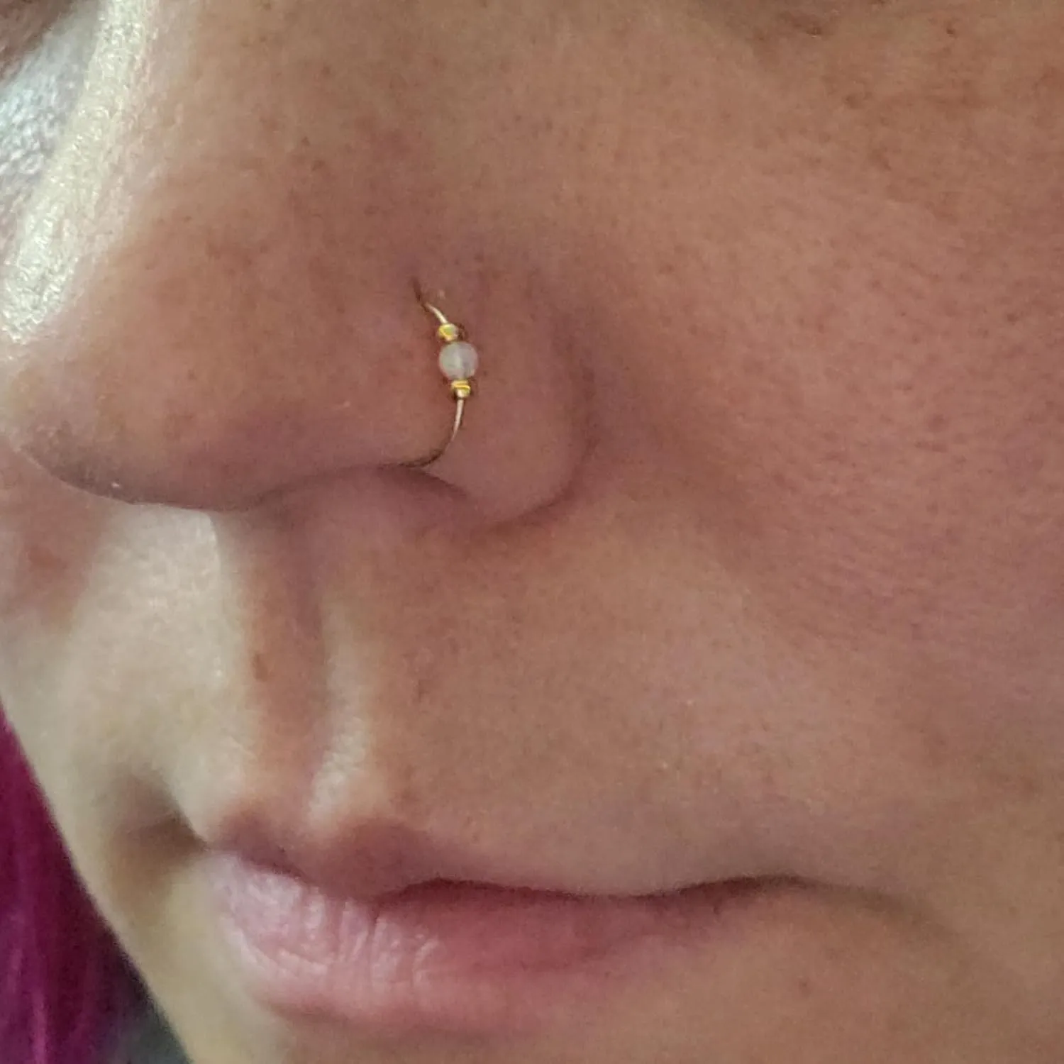 MODRSA 18g Nose Ring Opal Nose Ring Opal Nose Stud L Shaped Opal Nose Hoop Clicker Silver Gold Nose Rings for Women Cartilage Hoop Earring Cartilage Hoop Helix Hoop Earring White Daith Earring Hoop