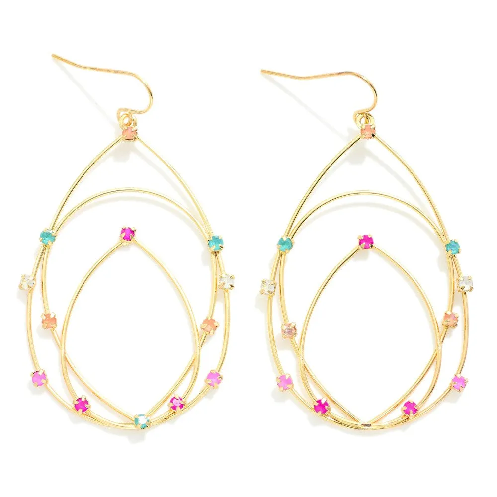 Multi Color Nesting Wire Teardrop Earrings