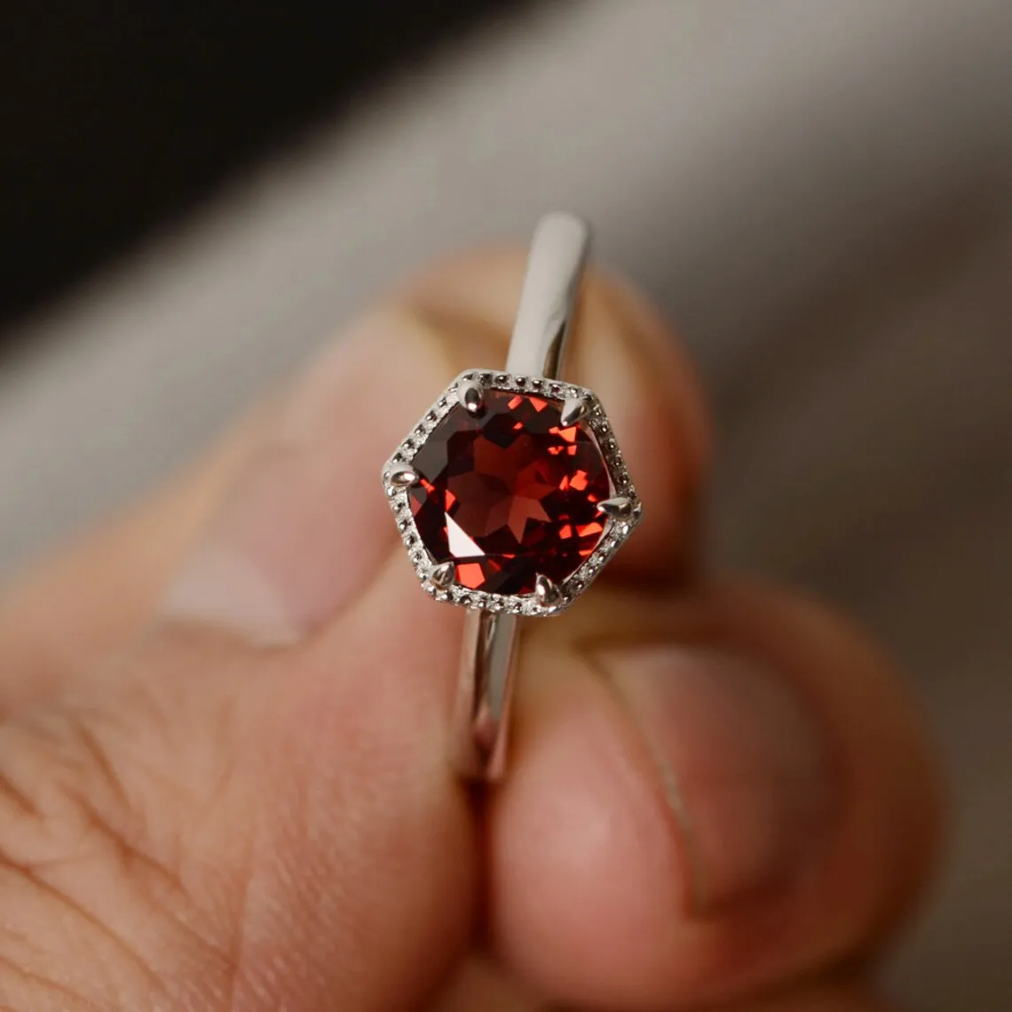 Natural Garnet 925 Solid Sterling Silver Solitaire Rings