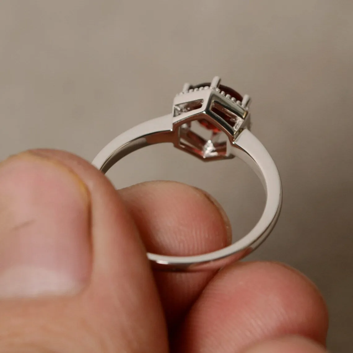 Natural Garnet 925 Solid Sterling Silver Solitaire Rings