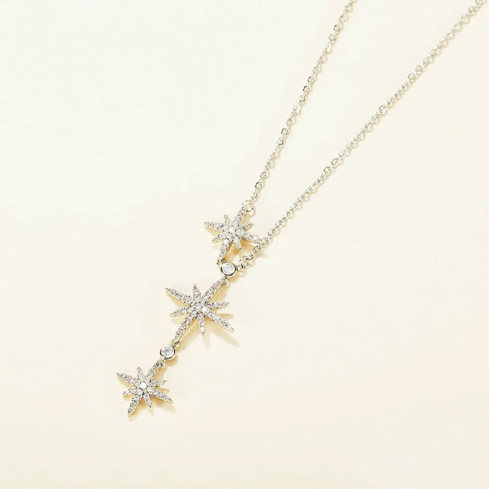 Nehzus JewelryTemperament Versatile Octagonal Star Tassel Inlaid Zircon Copper Clavicle Chain Tide