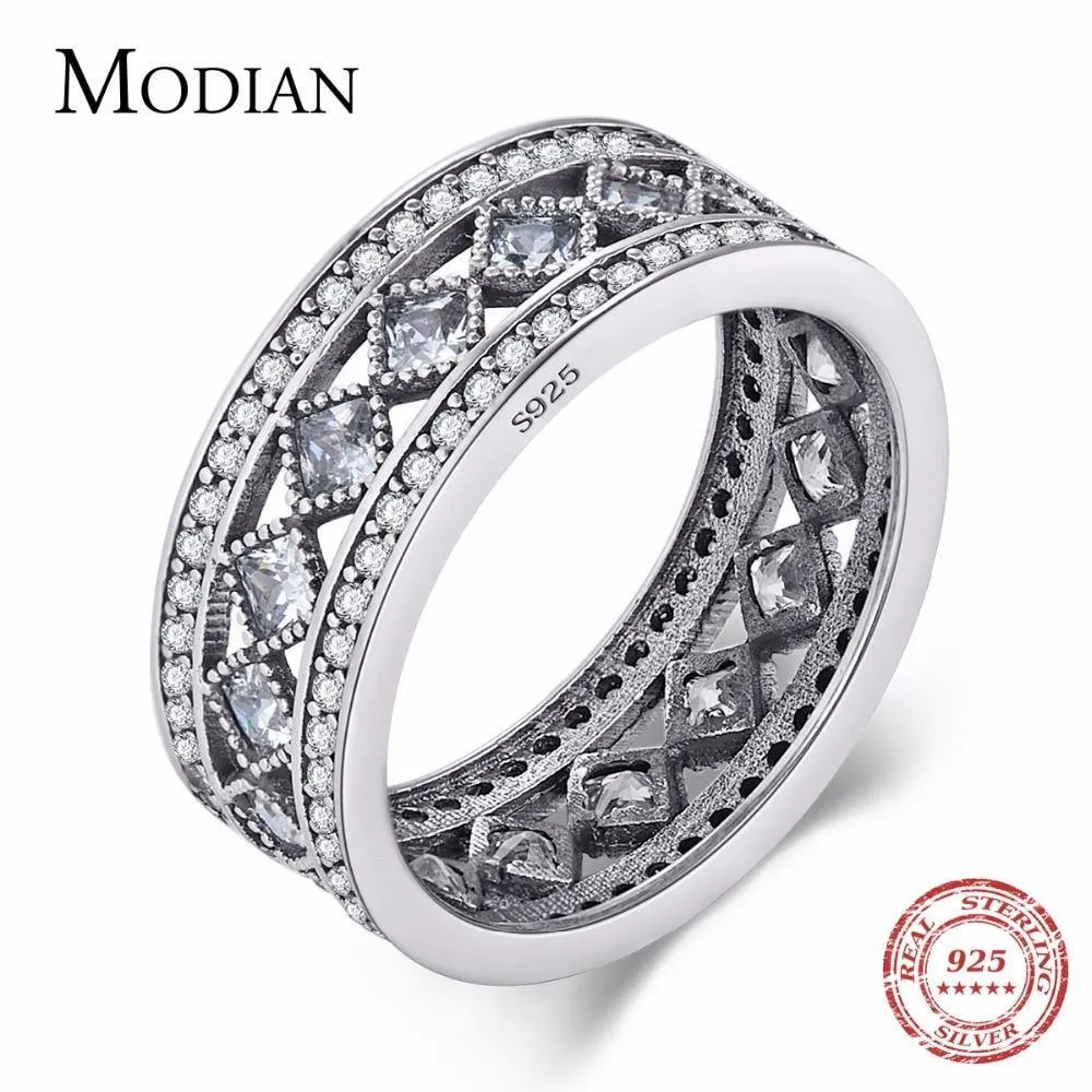 New Style 925 Sterling Silver AAAA Quality CZ Square Wedding Ring