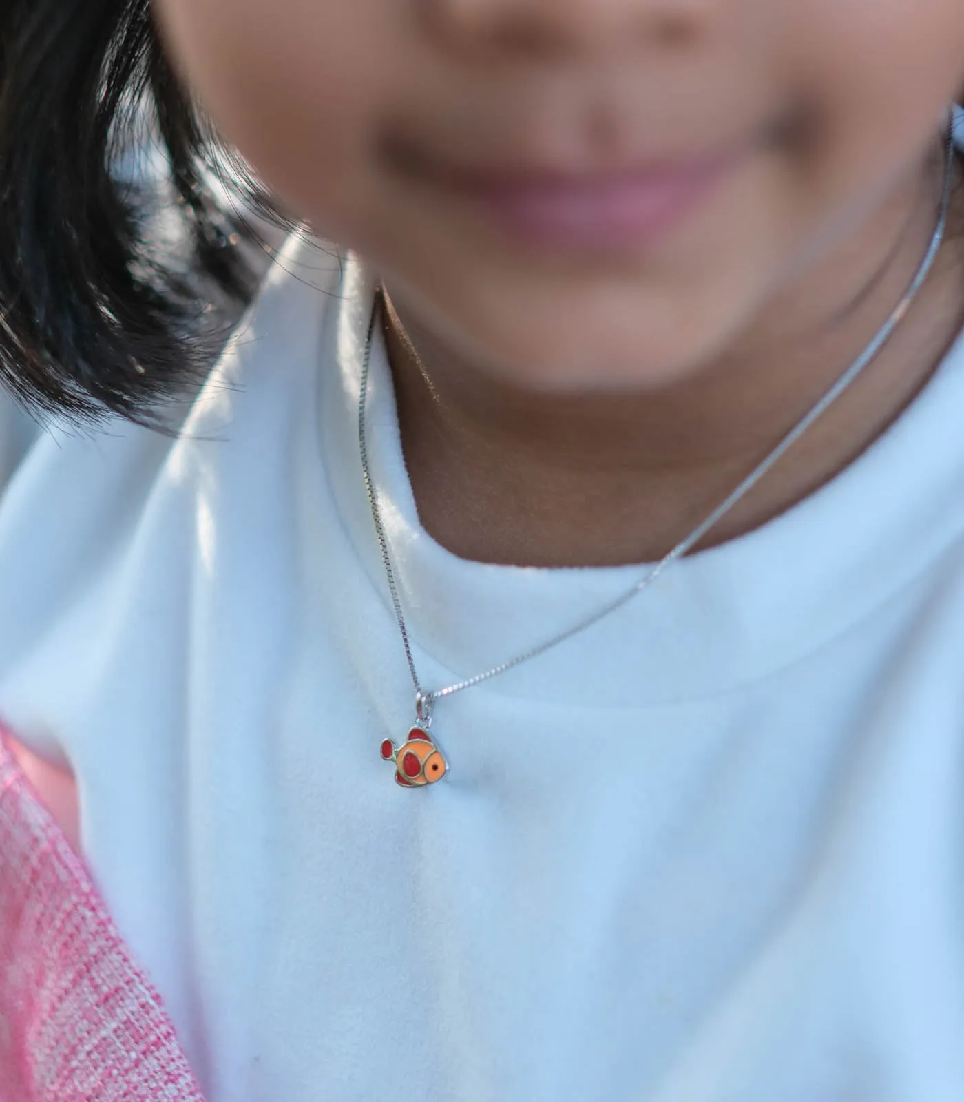 Orange Fish Necklace (Silver)