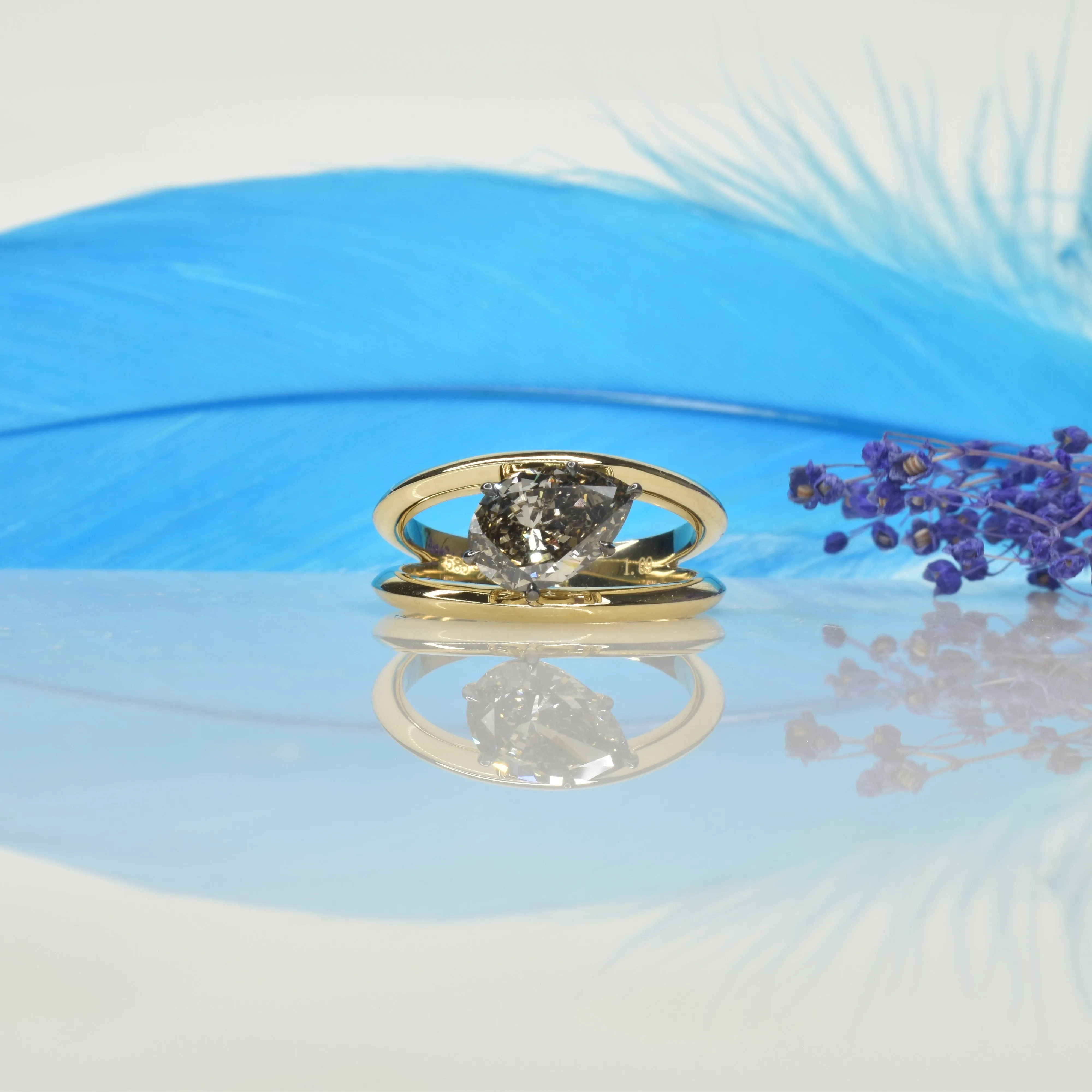 Pear shape Brown Diamond Ring