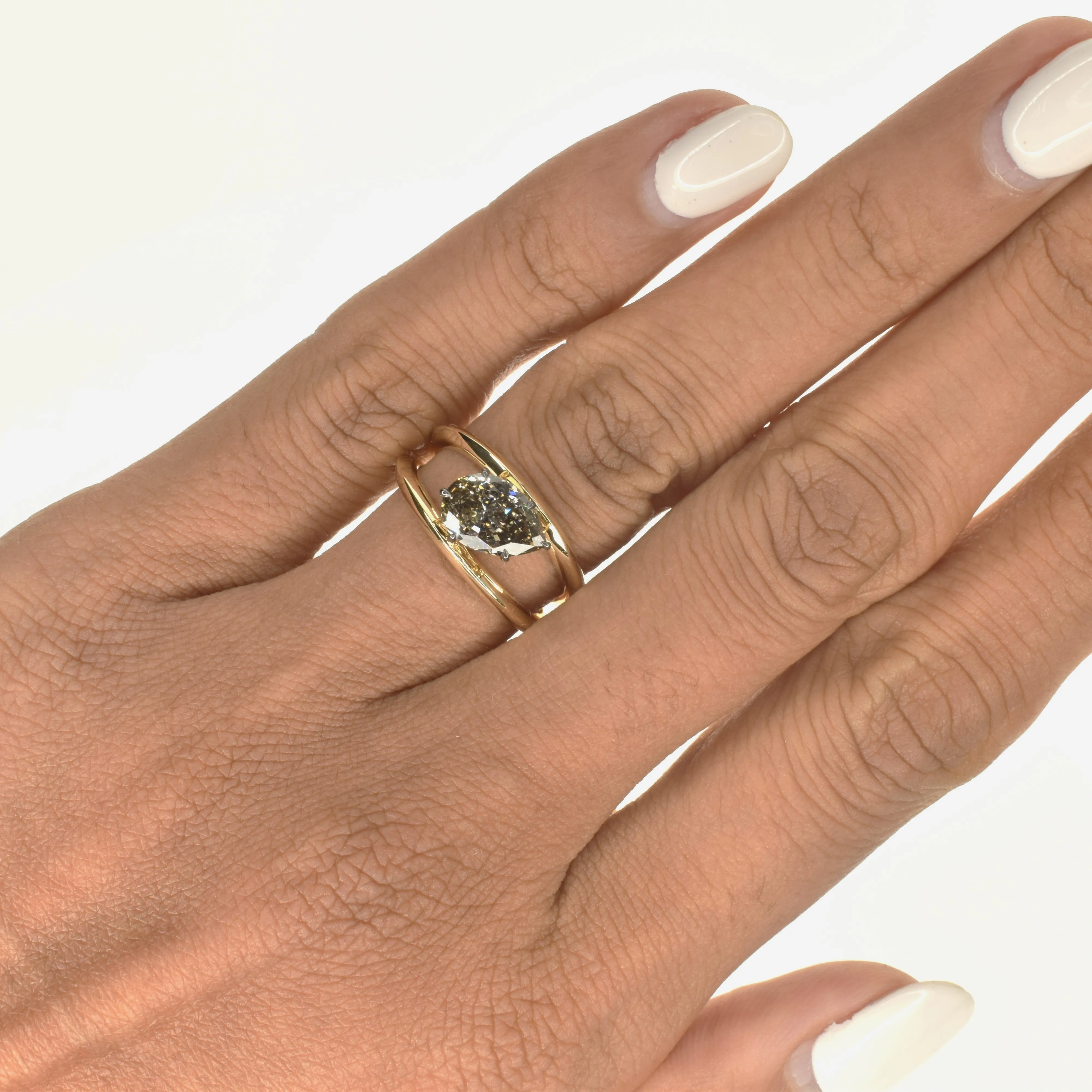 Pear shape Brown Diamond Ring