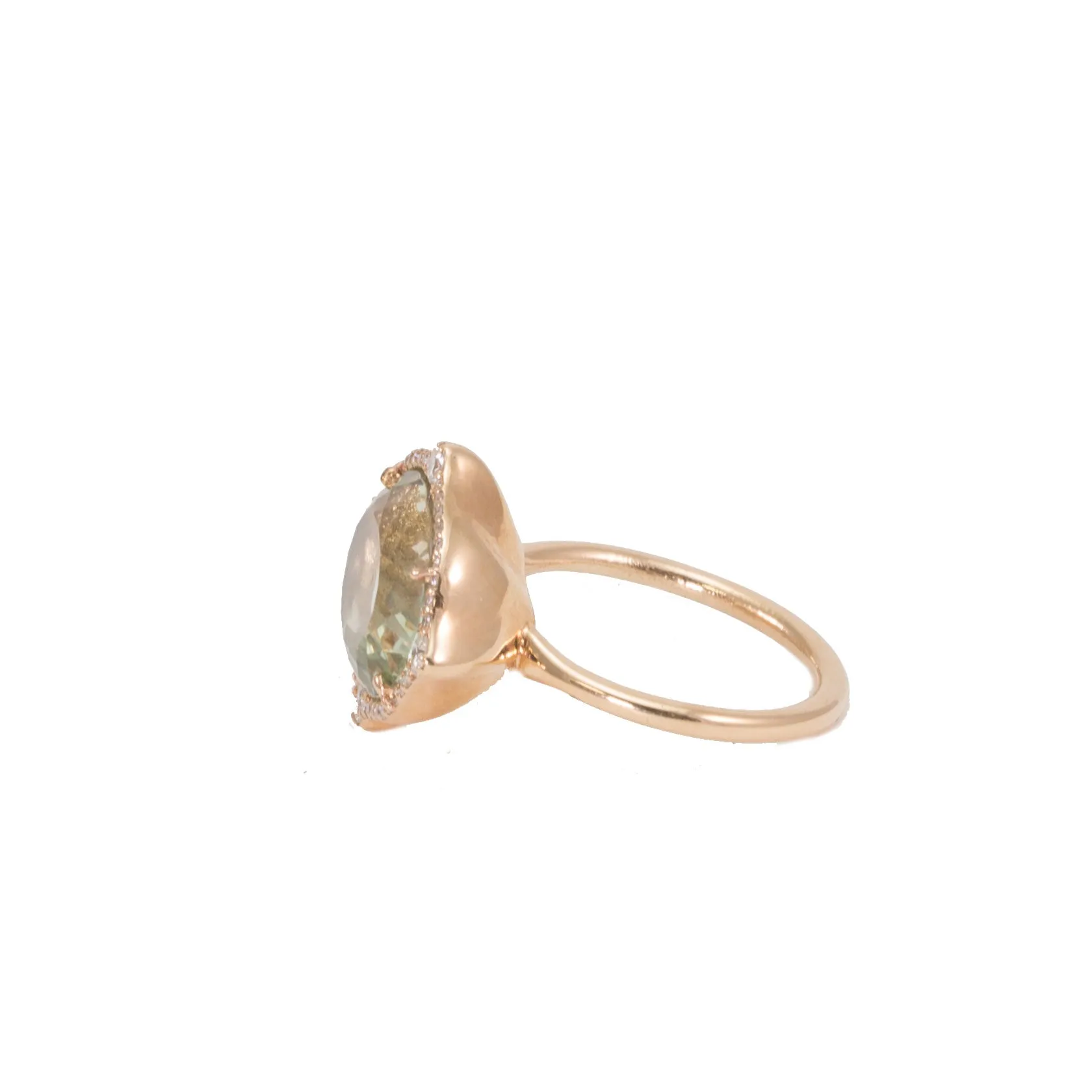Prasiolite Art Deco Diamond Ring
