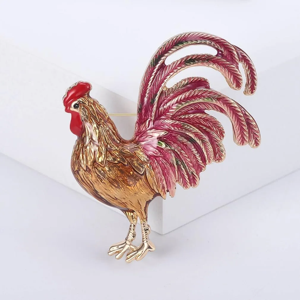 Rooster Brooch Pins for Women, Chicken Brooch Pin, Cute Rooster Animal Brooch Lapel Pin, Bohemian Rooster Chicken Brooches Pins for Women Hat Bag Suit Dress Accessories