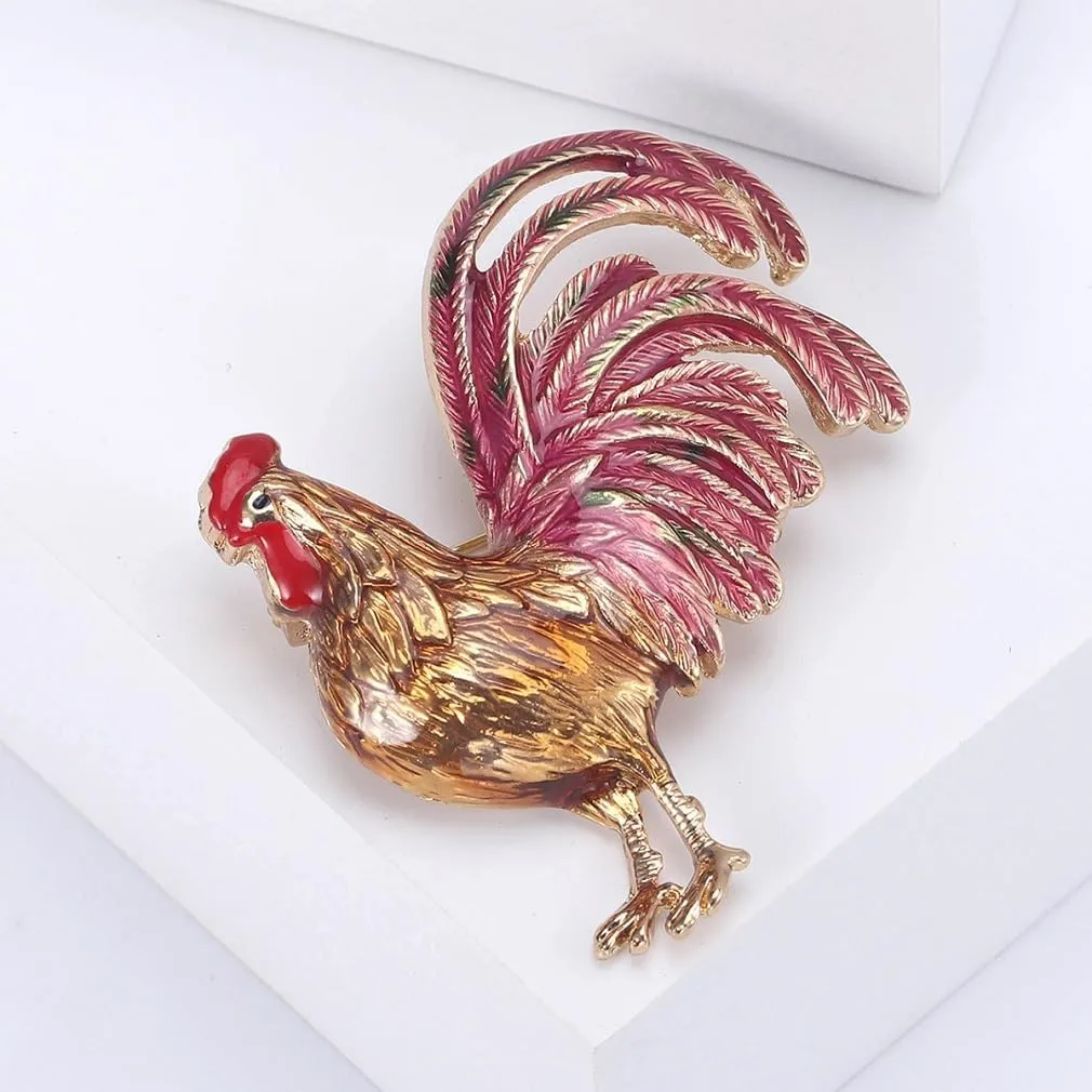 Rooster Brooch Pins for Women, Chicken Brooch Pin, Cute Rooster Animal Brooch Lapel Pin, Bohemian Rooster Chicken Brooches Pins for Women Hat Bag Suit Dress Accessories
