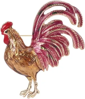 Rooster Brooch Pins for Women, Chicken Brooch Pin, Cute Rooster Animal Brooch Lapel Pin, Bohemian Rooster Chicken Brooches Pins for Women Hat Bag Suit Dress Accessories