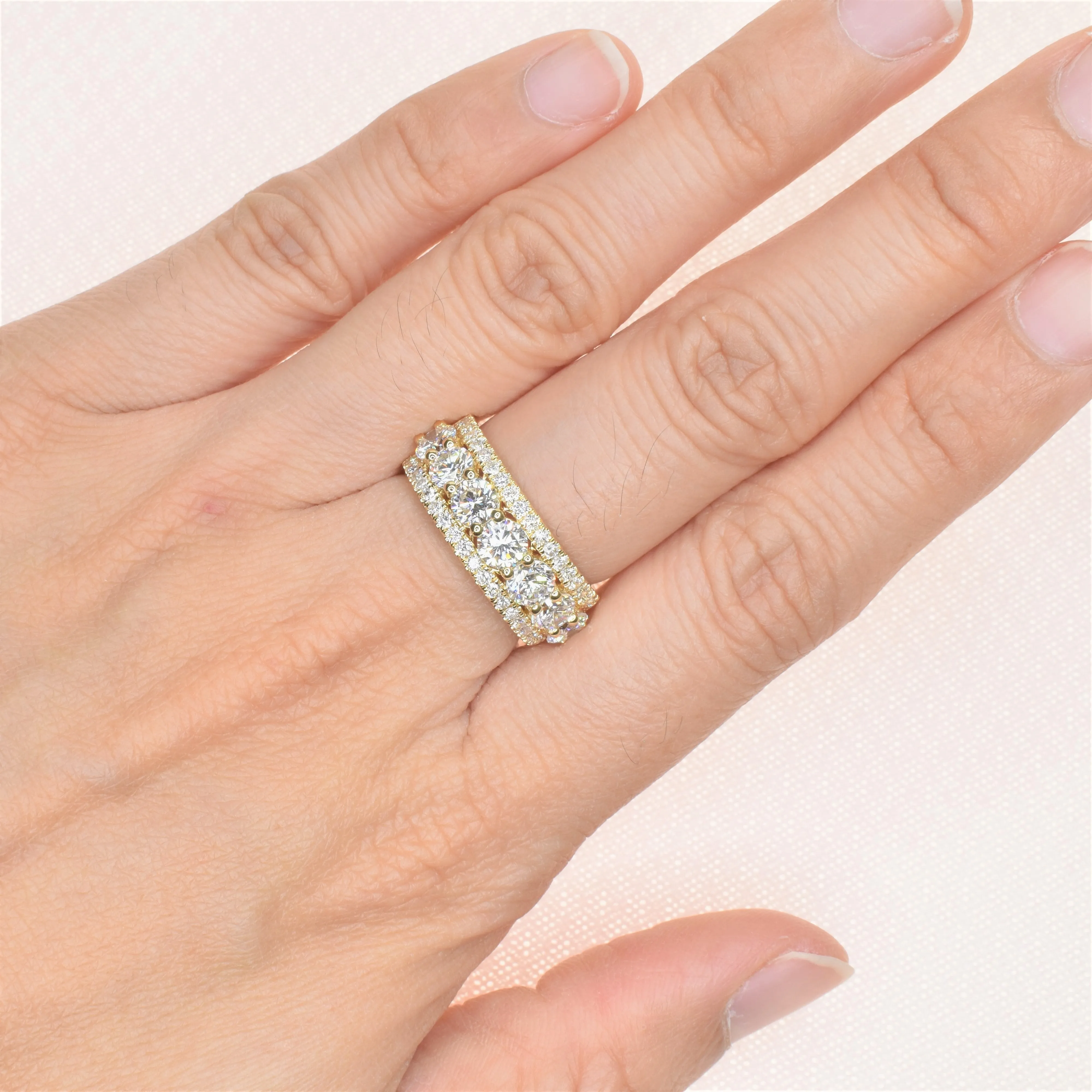 Round Diamond Half Eternity Band