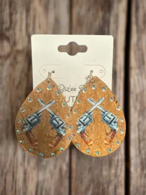 Teardrop Cork Pistol Earrings