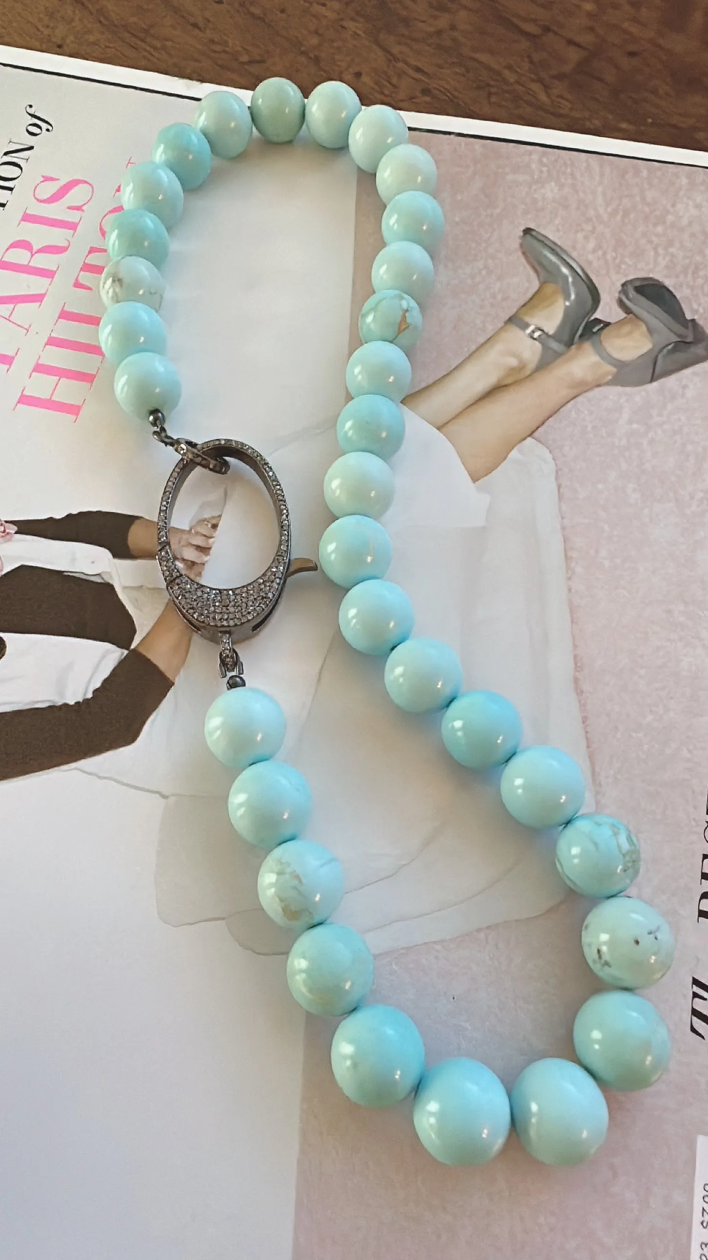 Turquoise Necklace with Diamond Lock
