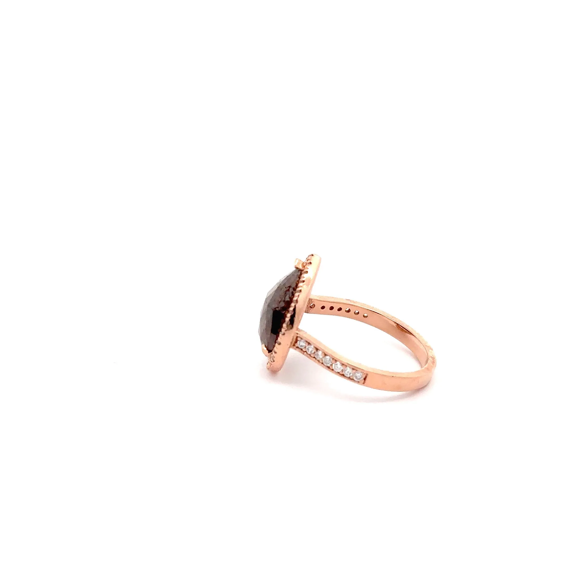 WD1124 14kt Pear shape, Rose Cut, Raw Diamond Ring